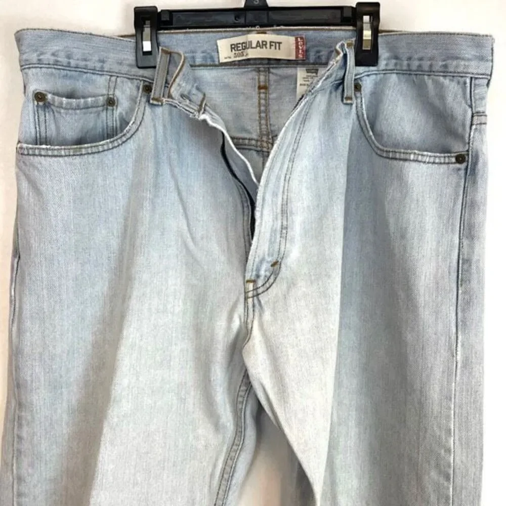 Levi's‎ 505 Jeans Men's W40 L30 Blue Denim Regular Fit Straight Leg Light Wash